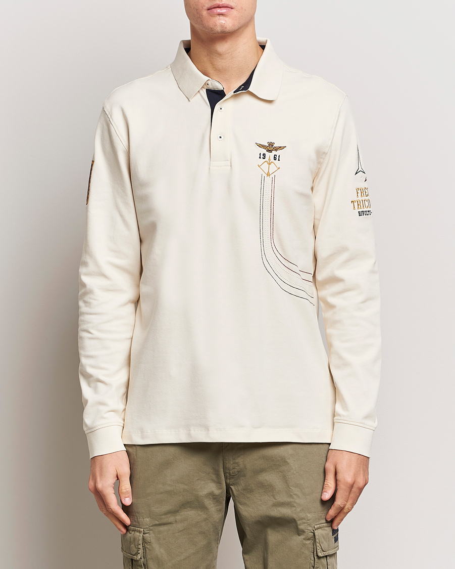 Heren | Polo's | Aeronautica Militare | Long Sleeve Polo Cream White