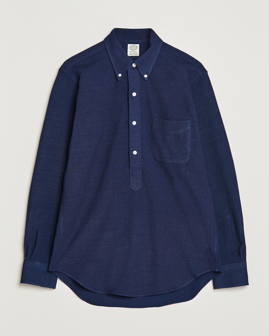 Heren | Overhemden | Kamakura Shirts | Vintage Ivy Knit Popover Shirt Navy