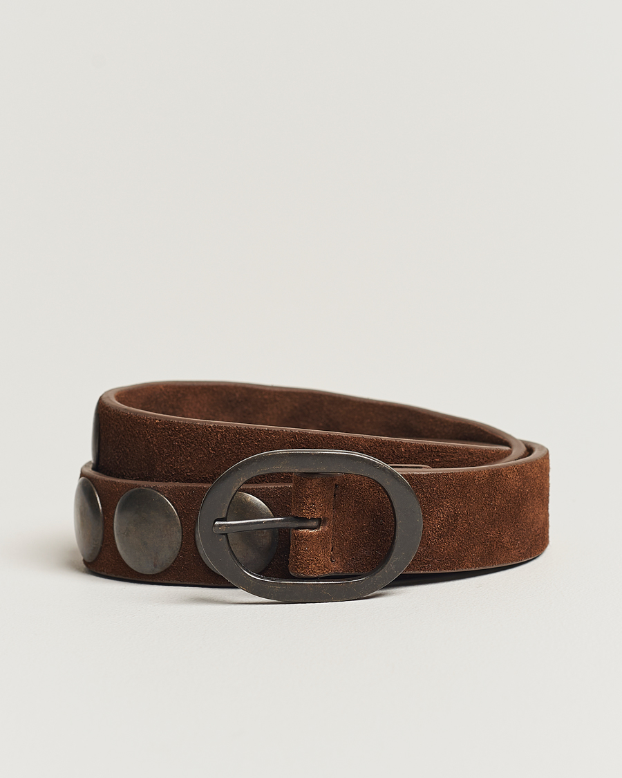 Heren | Massimo Alba Mik Studded Suede Belt Tobacco | Massimo Alba | Mik Studded Suede Belt Tobacco