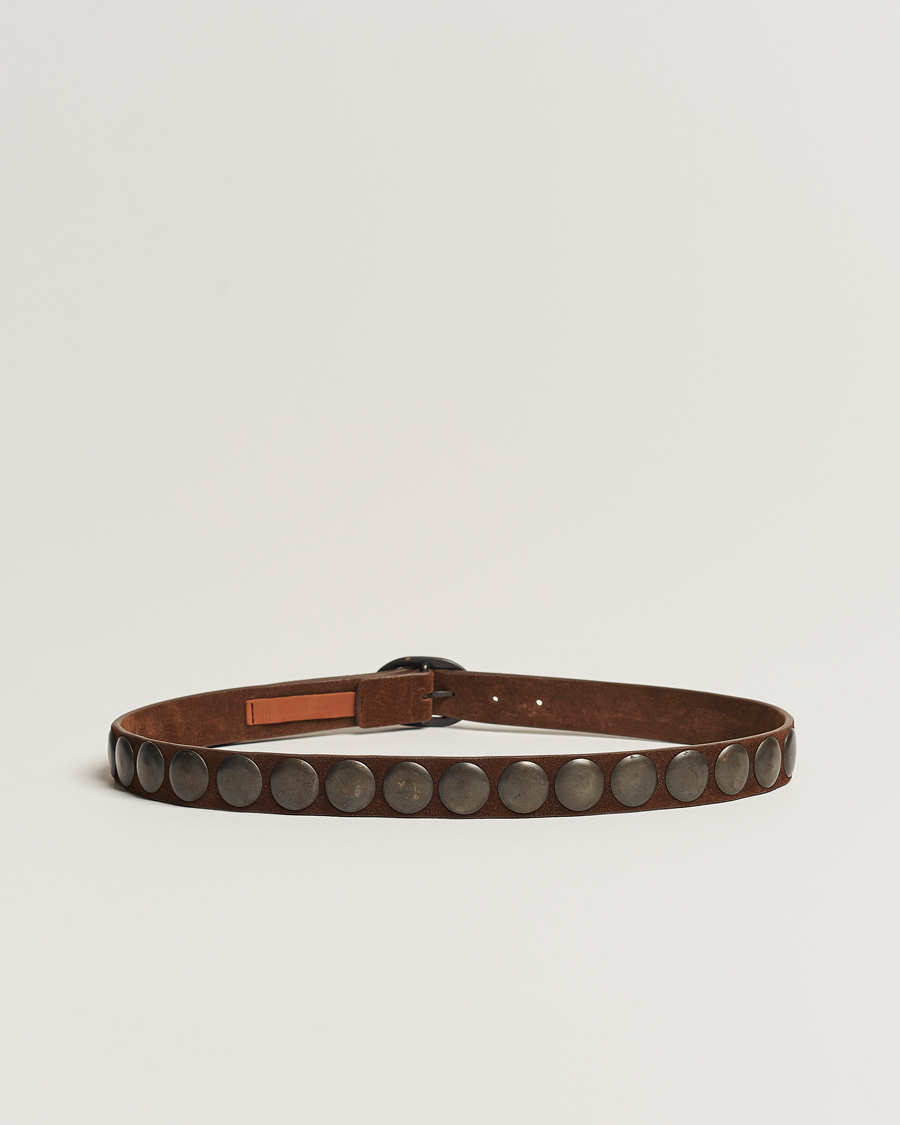 Heren |  | Massimo Alba | Mik Studded Suede Belt Tobacco