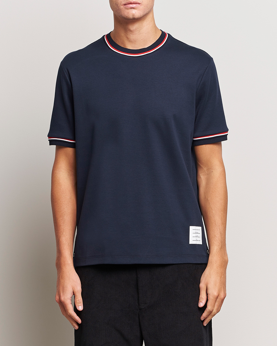 Heren | Thom Browne | Thom Browne | RWB Stripe Short Sleeve T-Shirt Navy