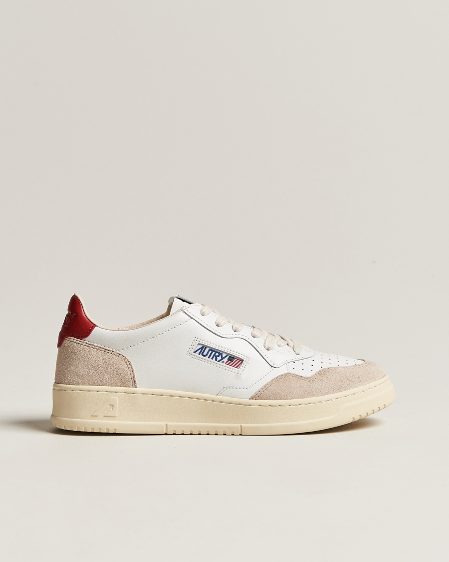 Heren | Sneakers | Autry | Medalist Low Super Soft Goat Leather Sneaker White/Red
