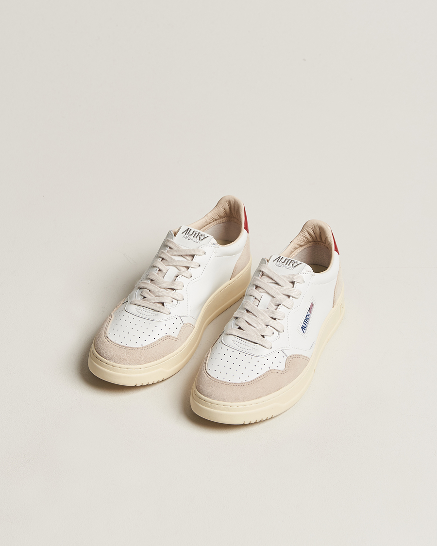 Heren |  | Autry | Medalist Low Leather/Suede Sneaker White/Red