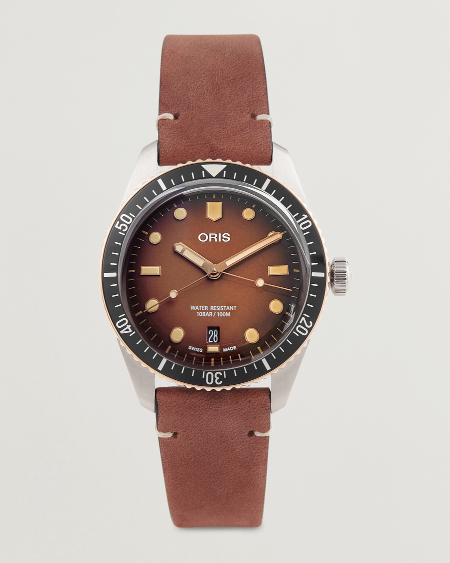 Heren | Lederen band | Oris | Divers Sixty-Five 40mm Leather Bracelet Brown