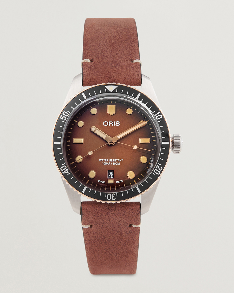 Heren | Oris Divers Sixty-Five 40mm Leather Bracelet Brown | Oris | Divers Sixty-Five 40mm Leather Bracelet Brown