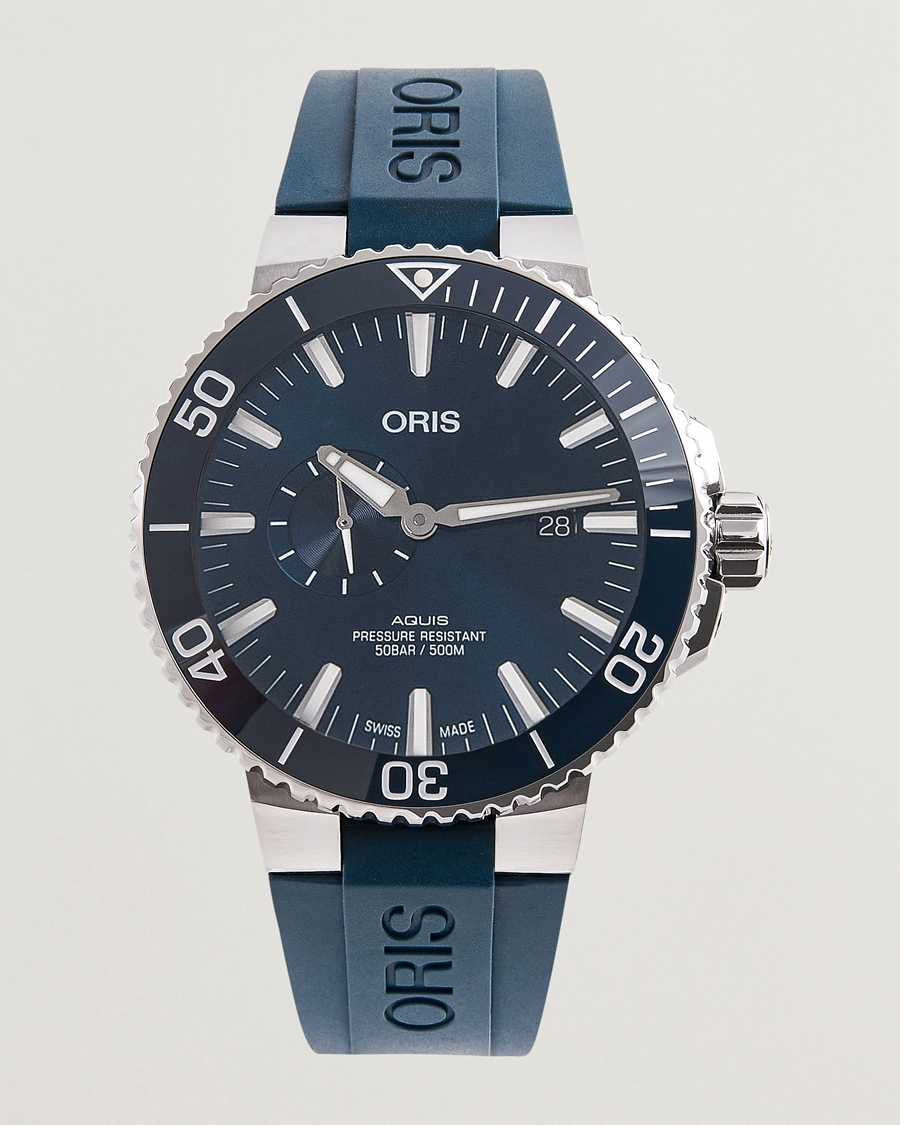 Heren | Oris Aquis Small Second 45,5mm Rubber Bracelet Blue | Oris | Aquis Small Second 45,5mm Rubber Bracelet Blue