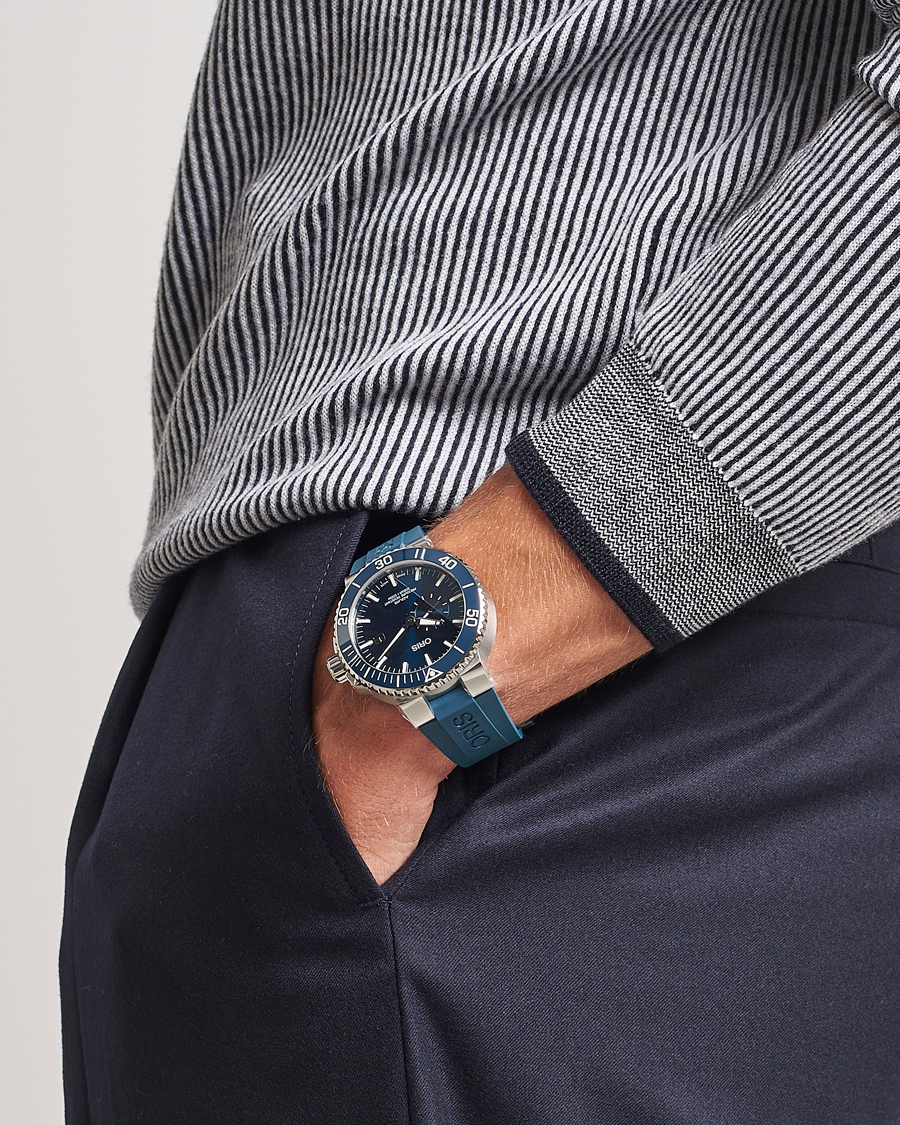 Heren | Oris Aquis Small Second 45,5mm Rubber Bracelet Blue | Oris | Aquis Small Second 45,5mm Rubber Bracelet Blue