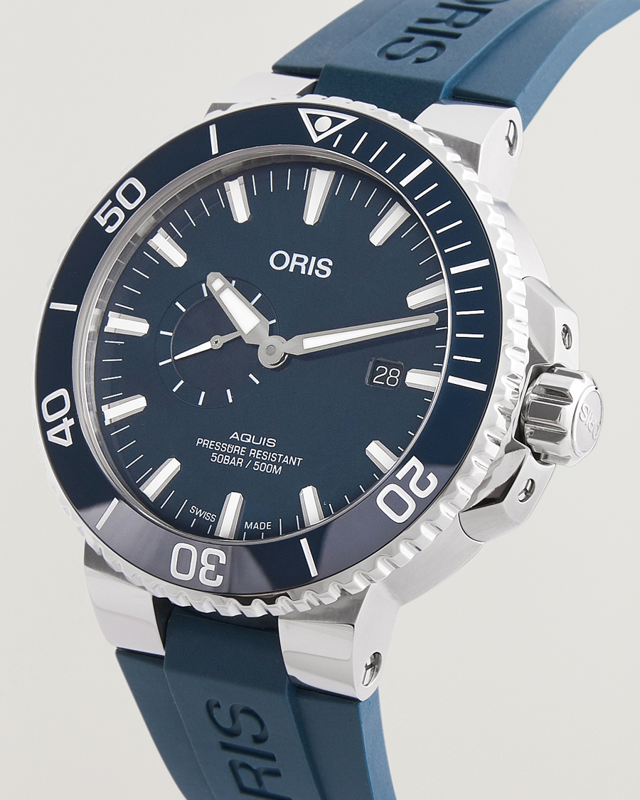 Heren | Oris Aquis Small Second 45,5mm Rubber Bracelet Blue | Oris | Aquis Small Second 45,5mm Rubber Bracelet Blue