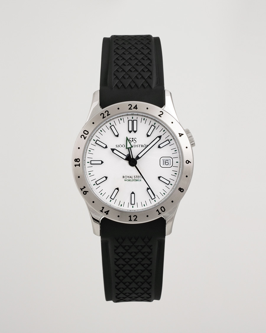 Heren | Sjöö Sandström Pre-Owned Royal Steel Worldtimer 36mm SS-1836-WT | Sjöö Sandström Pre-Owned | Royal Steel Worldtimer 36mm SS-1836-WT