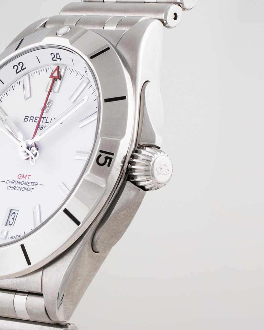Heren | Breitling Pre-Owned Chronomat GMT 40 A32398 Steel White | Breitling Pre-Owned | Chronomat GMT 40 A32398 Steel White