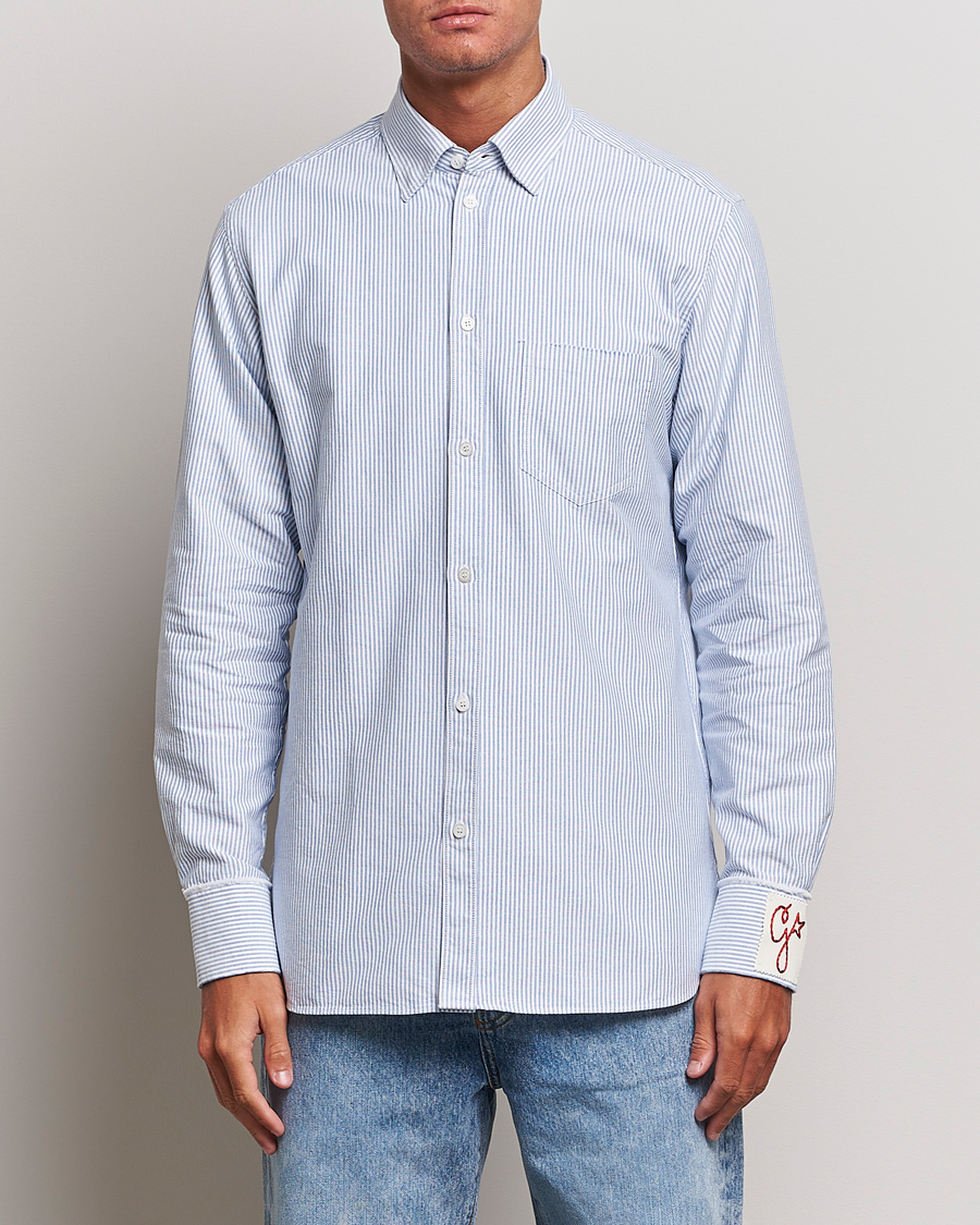 Heren | Golden Goose Deluxe Brand | Golden Goose Deluxe Brand | Regular Fit Striped Oxford Shirt Light Blue