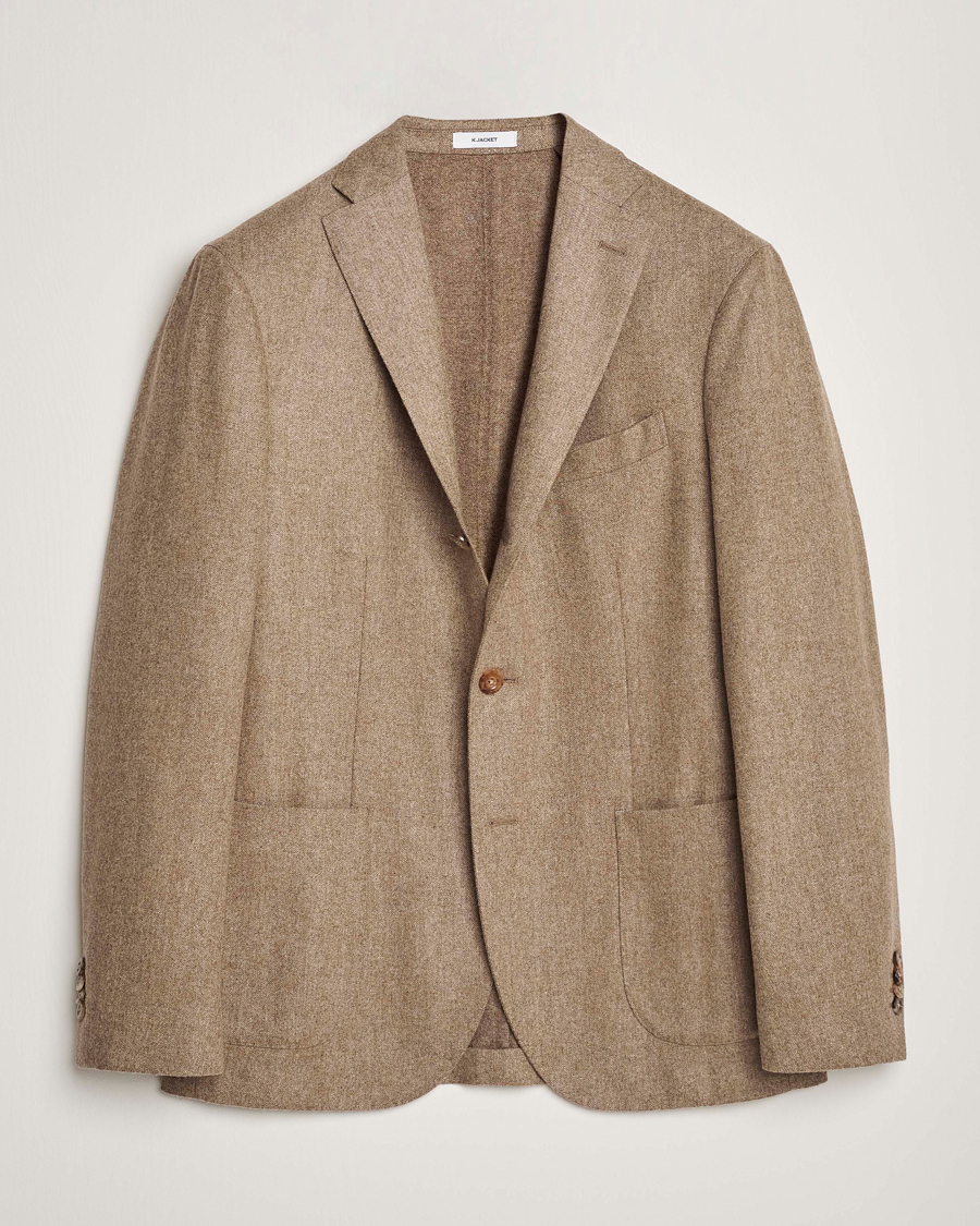 Heren | Blazers | Boglioli | K Jacket Washed Flannel Blazer Beige