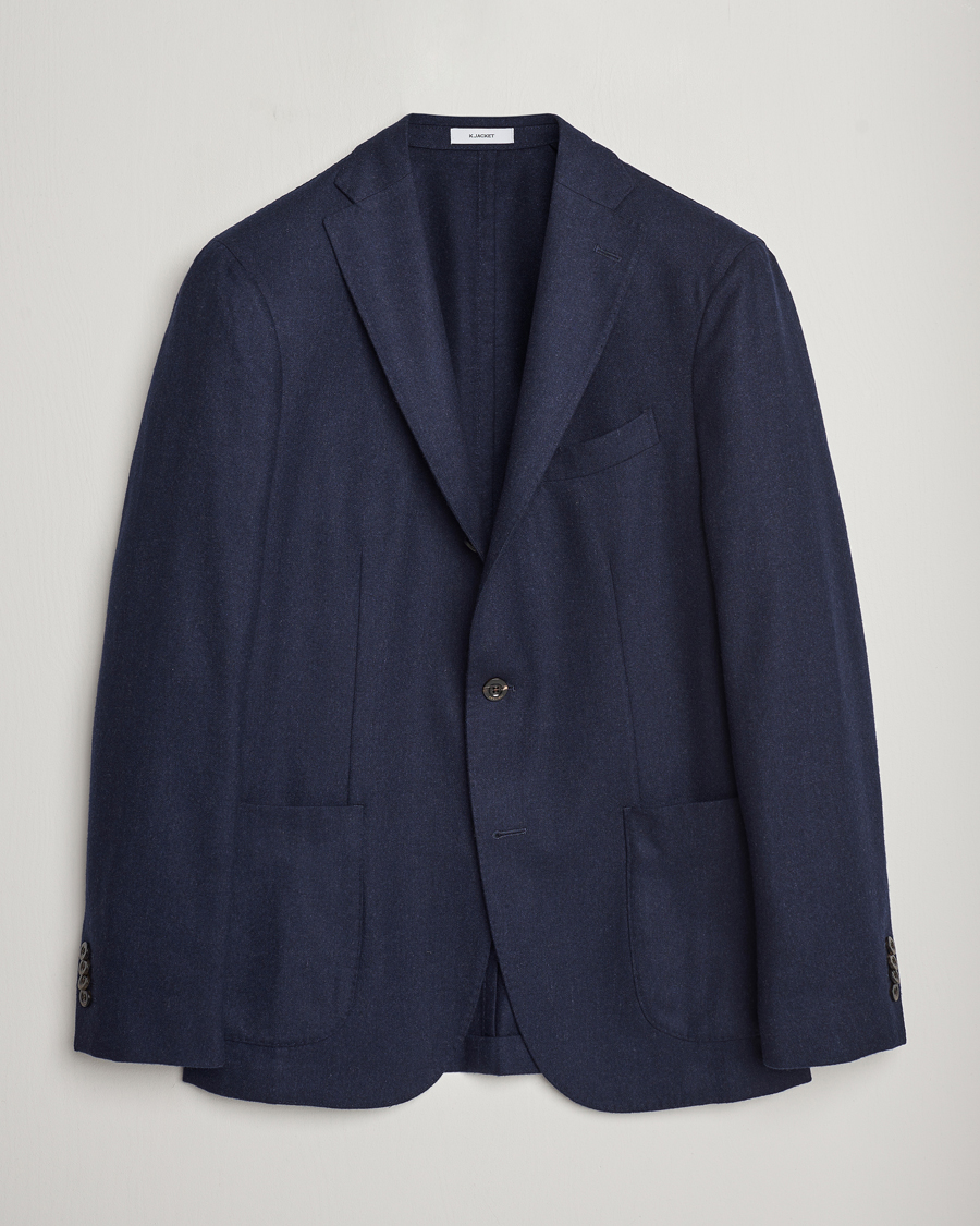Heren |  | Boglioli | K Jacket Washed Flannel Blazer Navy