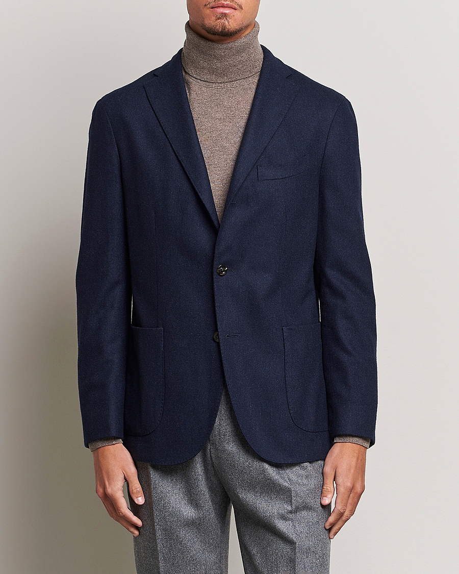 Heren | Blazers | Boglioli | K Jacket Washed Flannel Blazer Navy