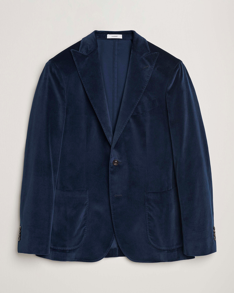 Heren | Blazers | Boglioli | K Jacket Peak Lapel Velvet Blazer Navy