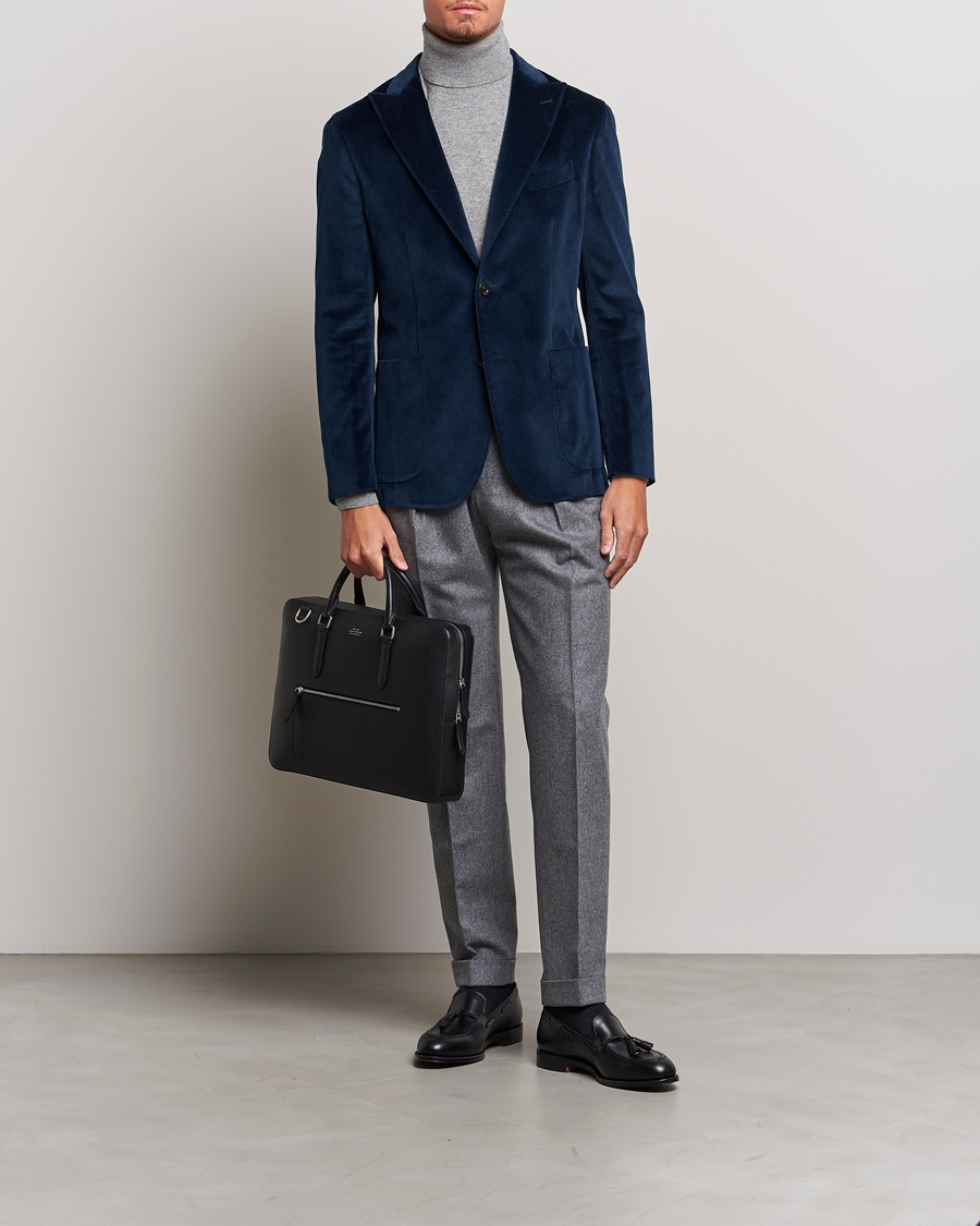 Heren | Blazers | Boglioli | K Jacket Peak Lapel Velvet Blazer Navy