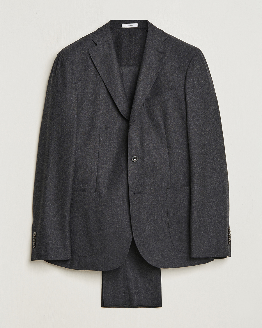 Heren | Pakken | Boglioli | K Jacket Light Flannel Suit Dark Grey