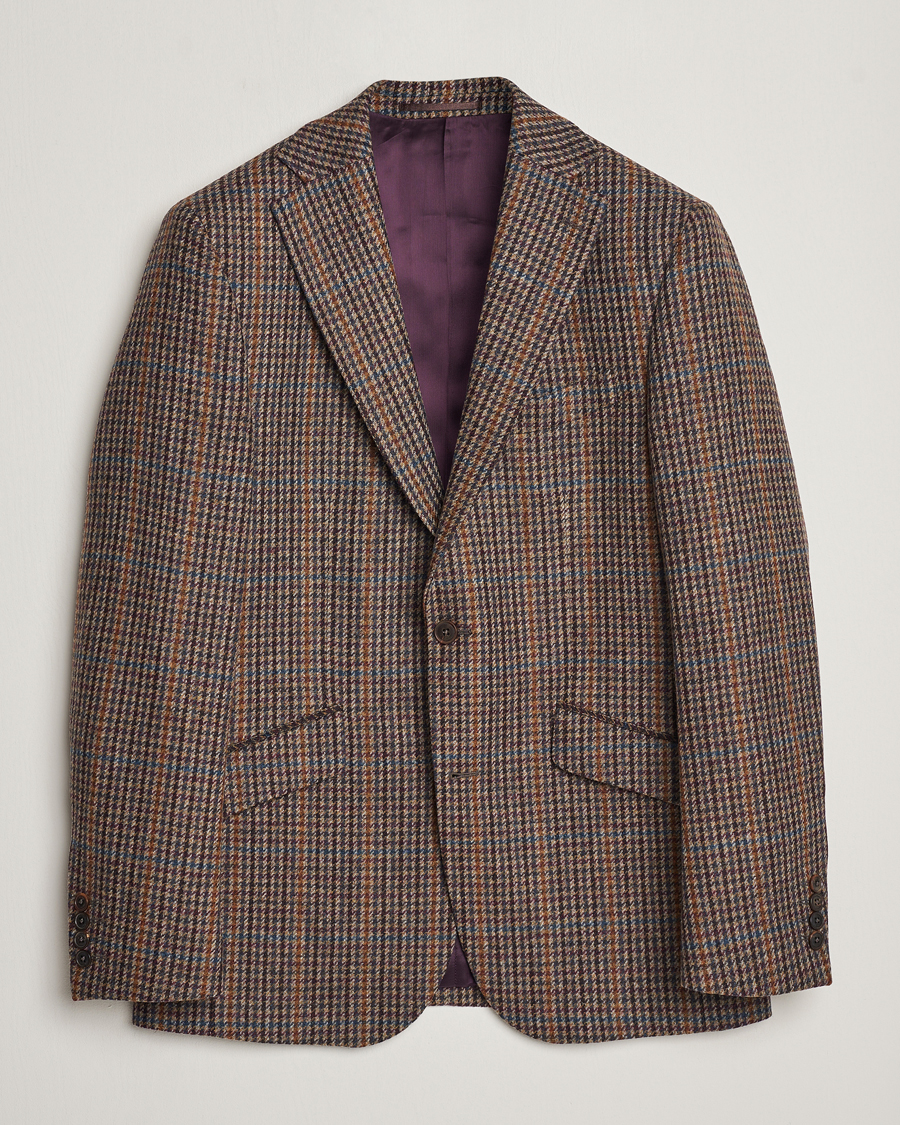 Heren | Blazers | Walker Slater | Edward Lambswool Houndstooth Blazer Brown/Navy