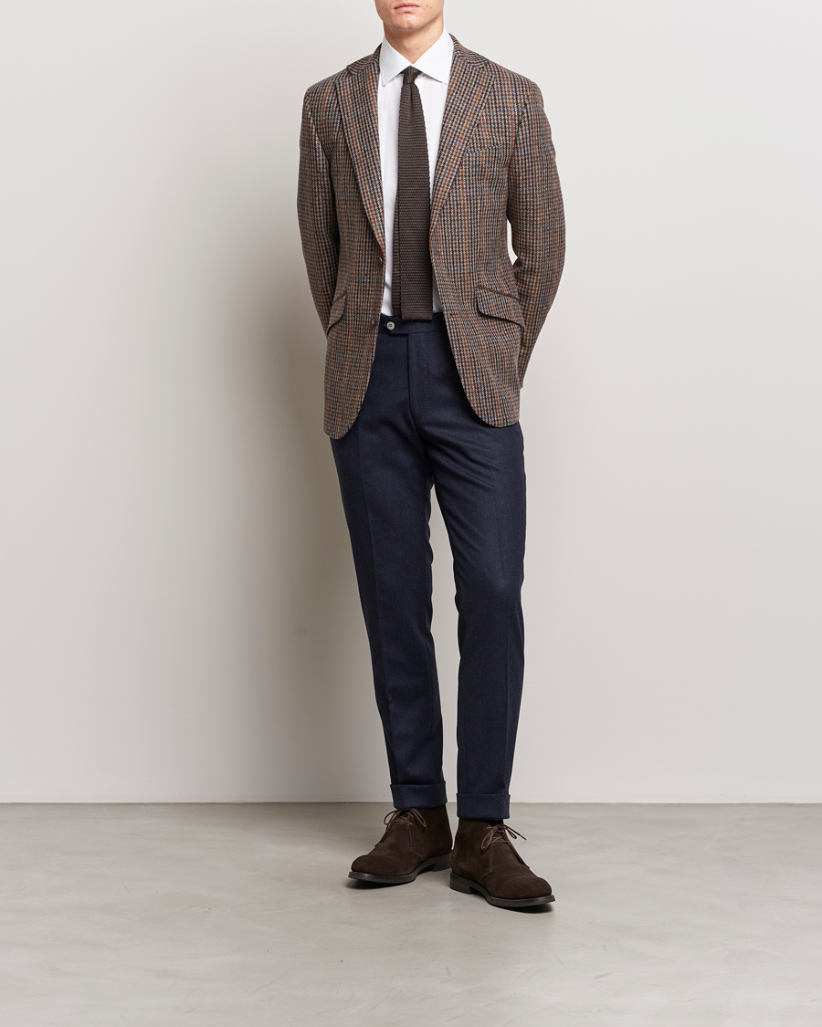Heren | Blazers | Walker Slater | Edward Lambswool Houndstooth Blazer Brown/Navy