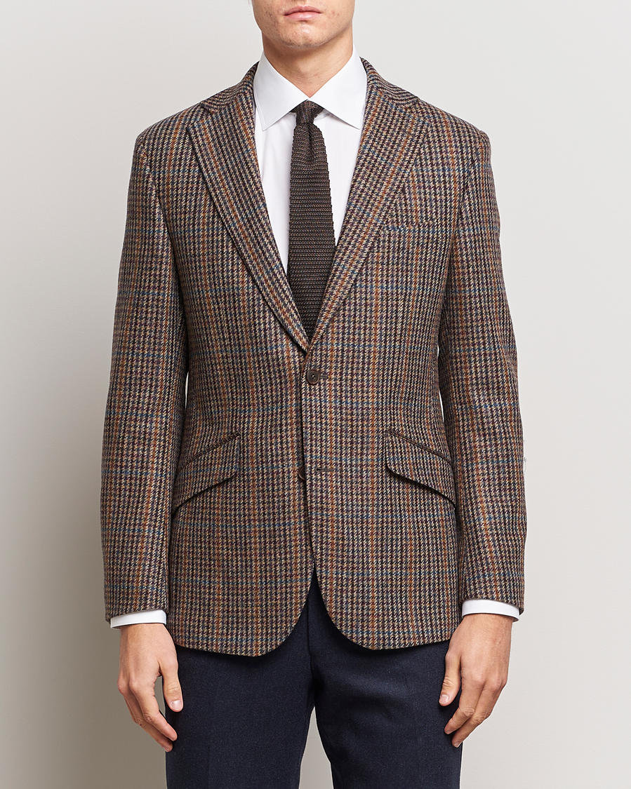 Heren | Blazers | Walker Slater | Edward Lambswool Houndstooth Blazer Brown/Navy