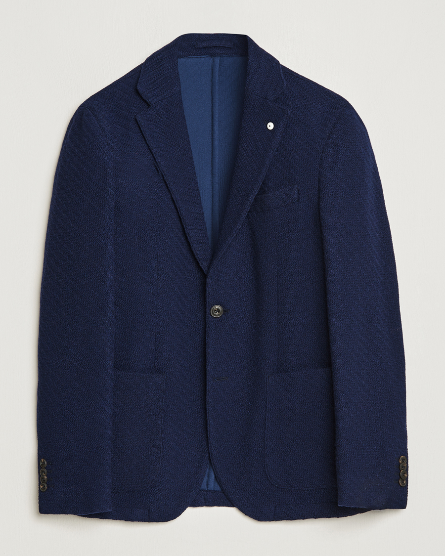 Heren | Blazers | L.B.M. 1911 | Knitted Punto Wool Structure Blazer Navy