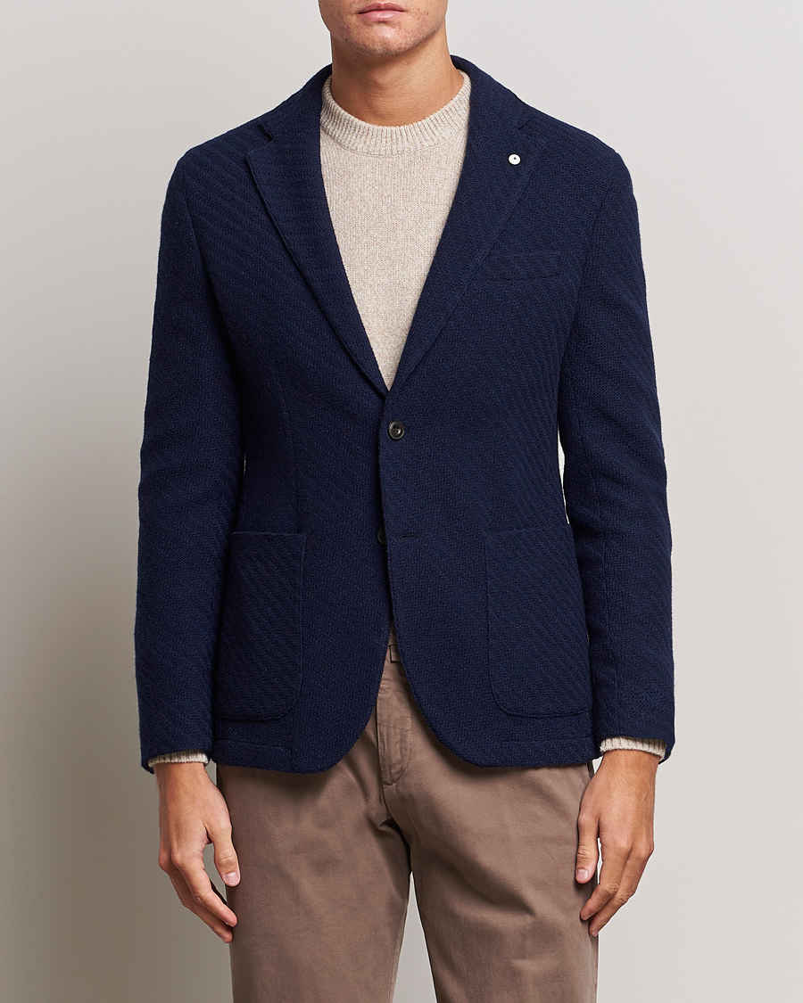 Heren | Blazers | L.B.M. 1911 | Knitted Punto Wool Structure Blazer Navy