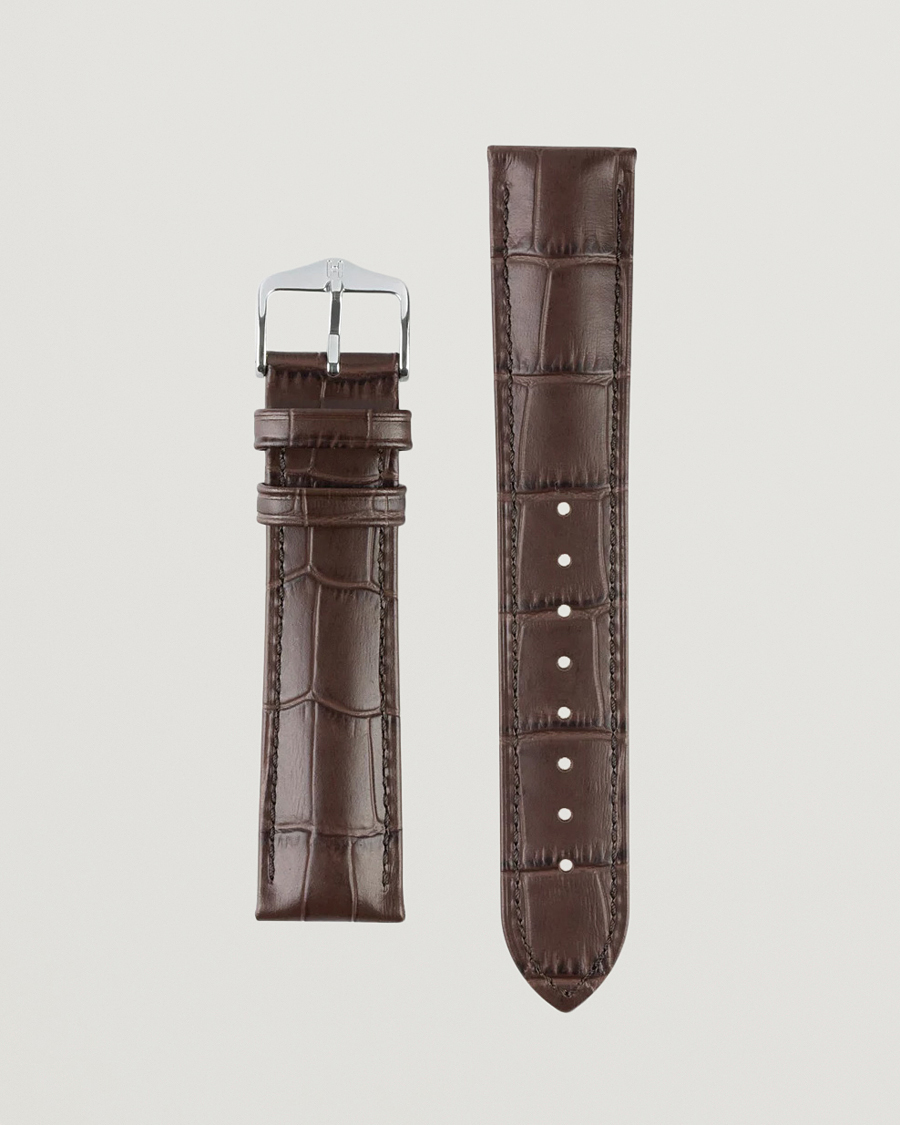 Heren | Horlogebandjes | HIRSCH | Duke Embossed Leather Watch Strap Brown