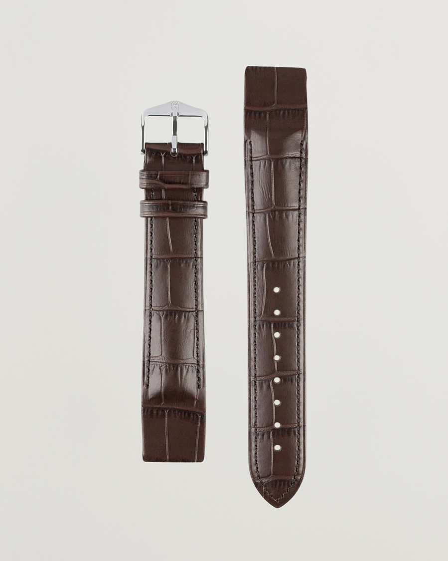 Heren | Horlogebandjes | HIRSCH | Duke Embossed Leather Watch Strap Brown