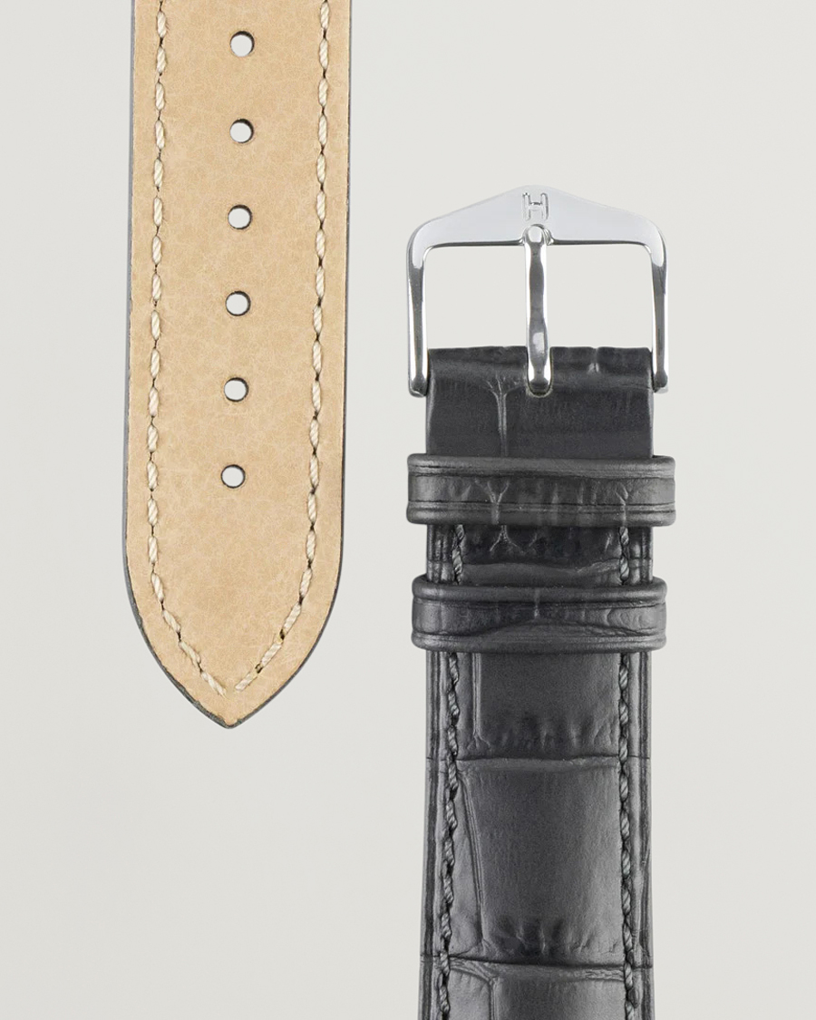 Heren | Lifestyle | HIRSCH | Duke Embossed Leather Watch Strap Grey