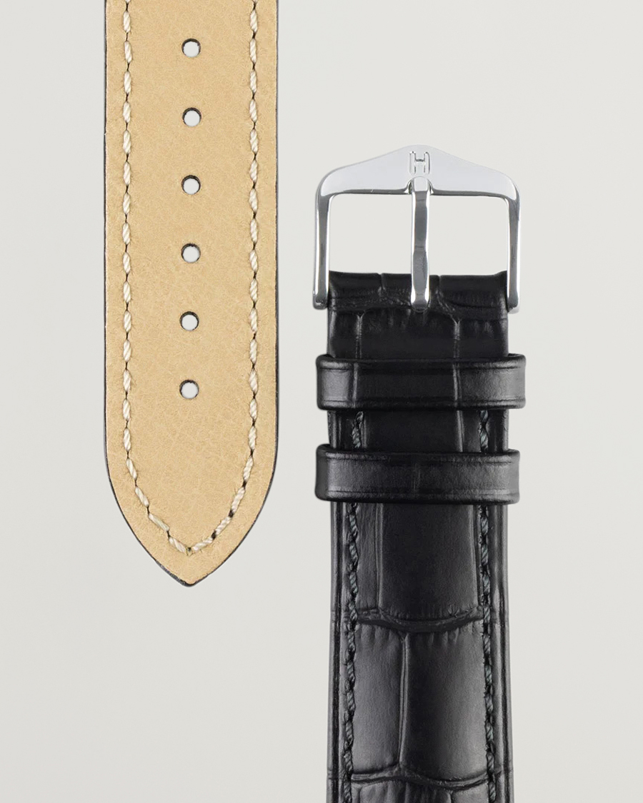 Heren |  | HIRSCH | Duke Embossed Leather Watch Strap Black