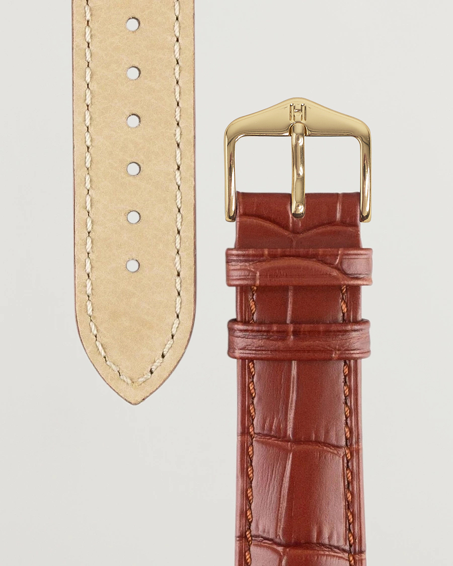 Heren | HIRSCH | HIRSCH | Duke Embossed Leather Watch Strap Golden Brown