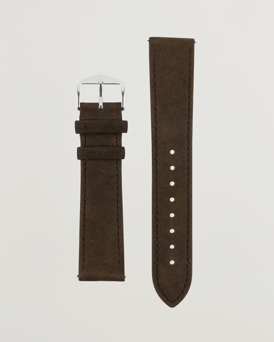 Heren | Horlogebandjes | HIRSCH | Osiris Calf Leather Nubuck Effect Watch Strap Brown
