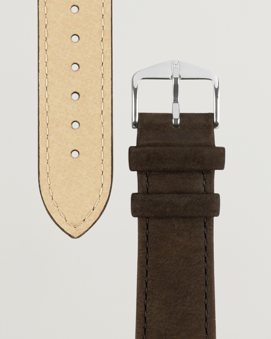 Heren | Horlogebandjes | HIRSCH | Osiris Calf Leather Nubuck Effect Watch Strap Brown