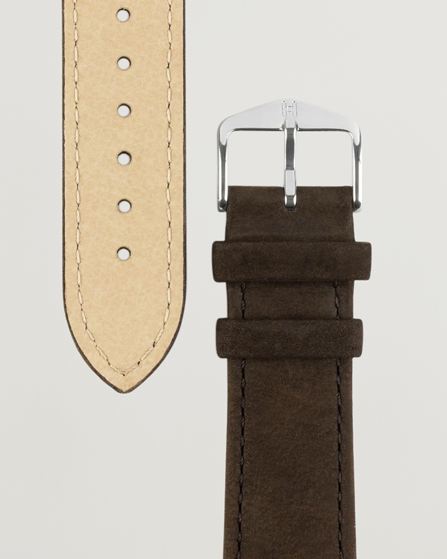 Heren |  | HIRSCH | Osiris Calf Leather Nubuck Effect Watch Strap Brown