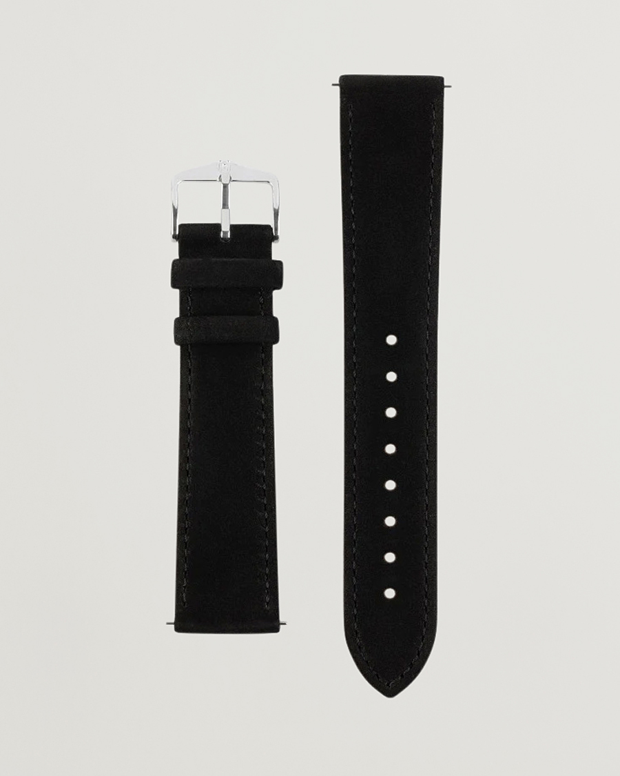 Heren | Horlogebandjes | HIRSCH | Osiris Calf Leather Nubuck Effect Watch Strap Black