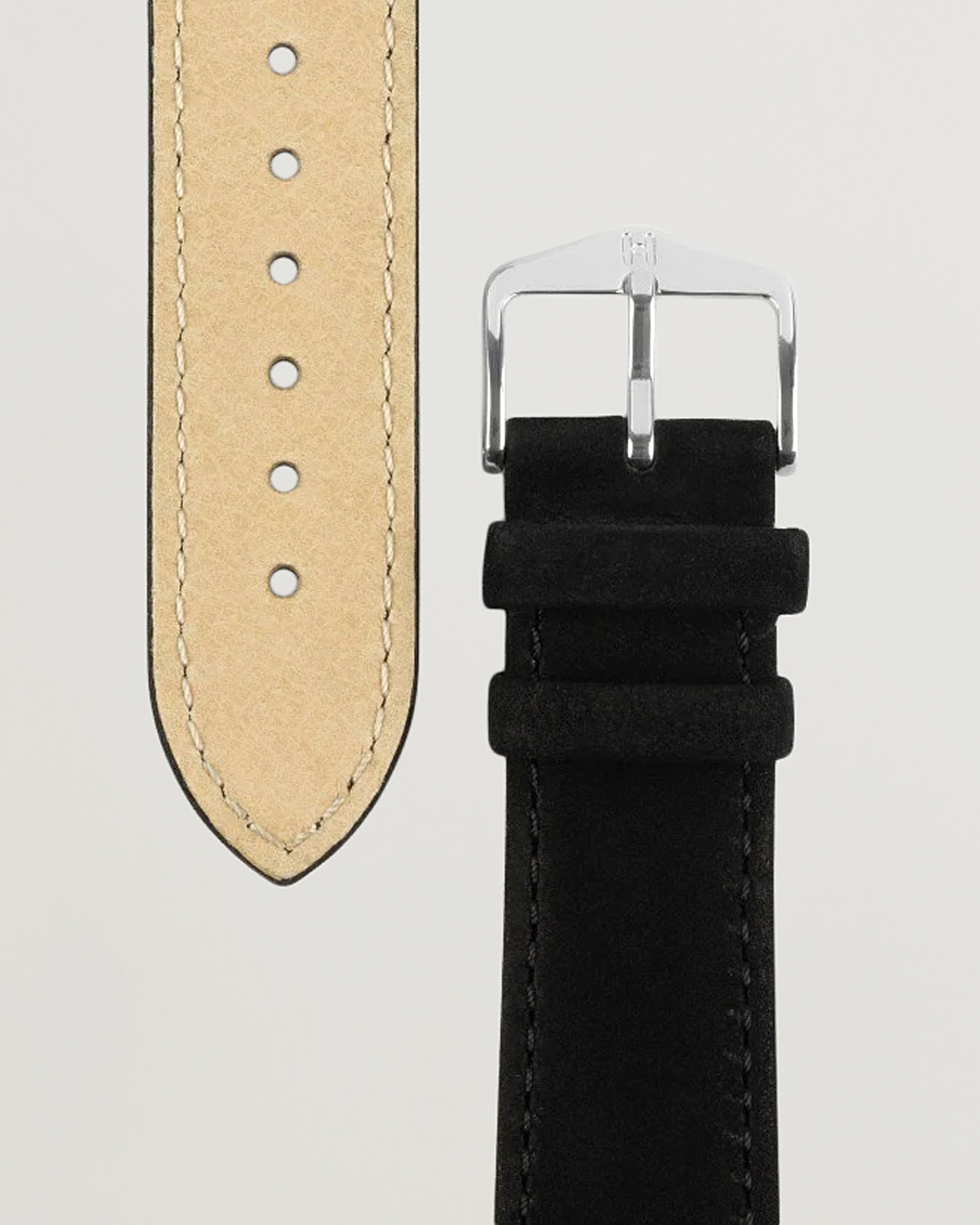 Heren | HIRSCH | HIRSCH | Osiris Calf Leather Nubuck Effect Watch Strap Black