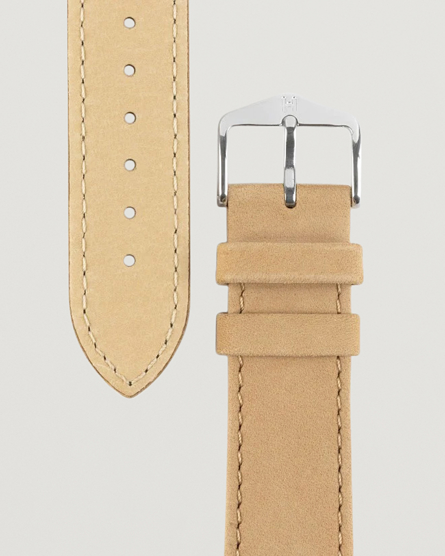 Heren | HIRSCH | HIRSCH | Osiris Calf Leather Nubuck Effect Watch Strap Beige