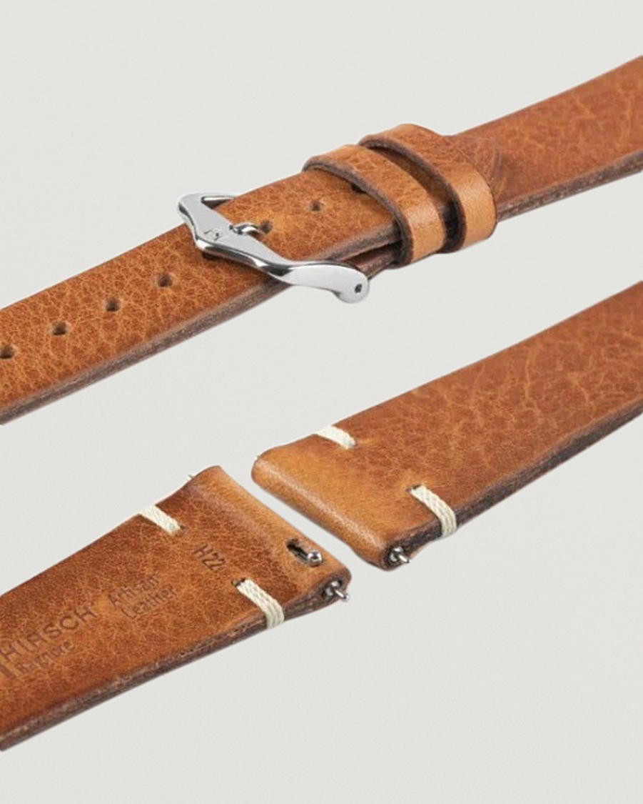 Heren | Horlogebandjes | HIRSCH | Bagnore Vintage Leather Watch Strap Golden Brown
