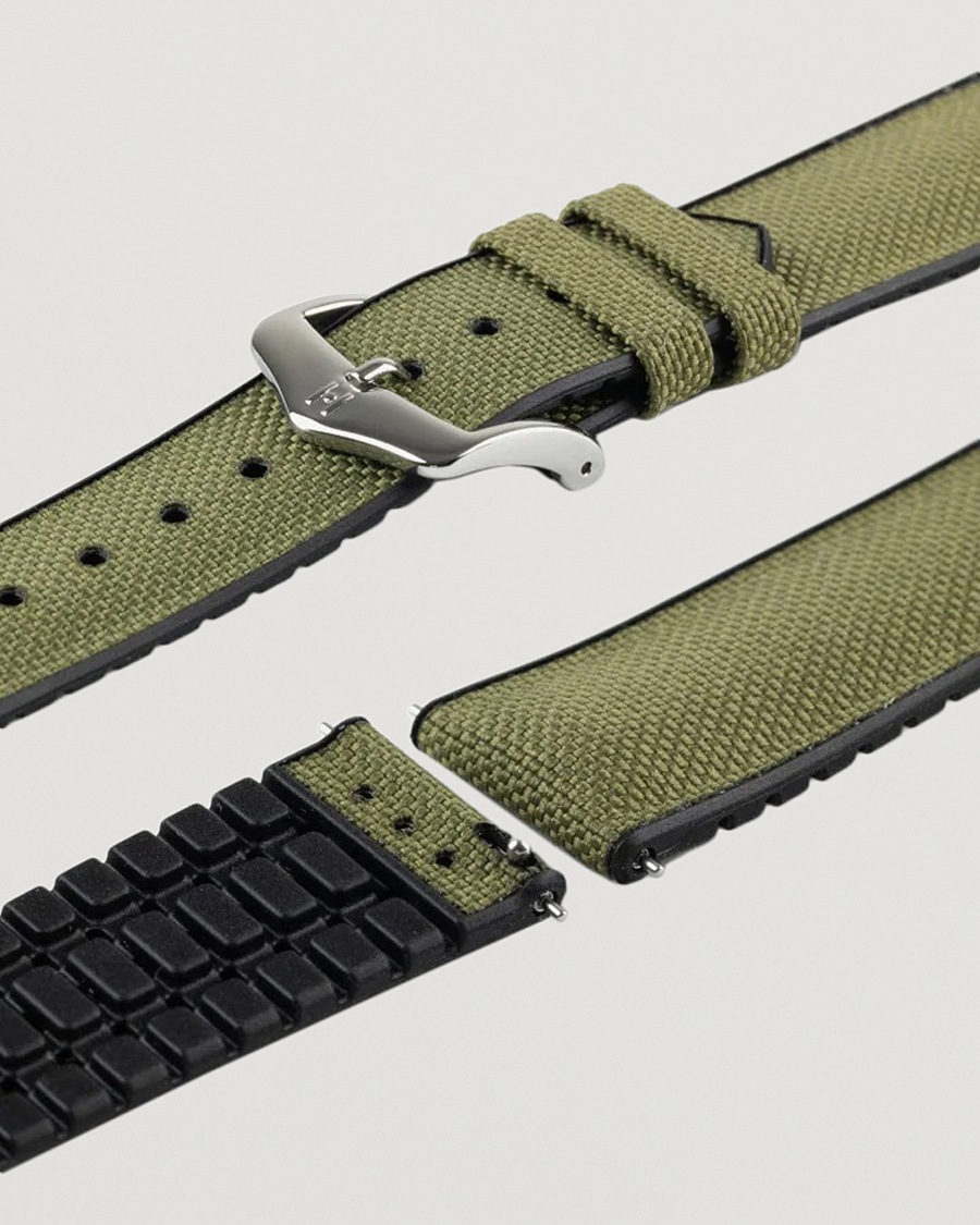 Heren | Horlogebandjes | HIRSCH | Arne Sailcloth Effect Performance Watch Strap Olive