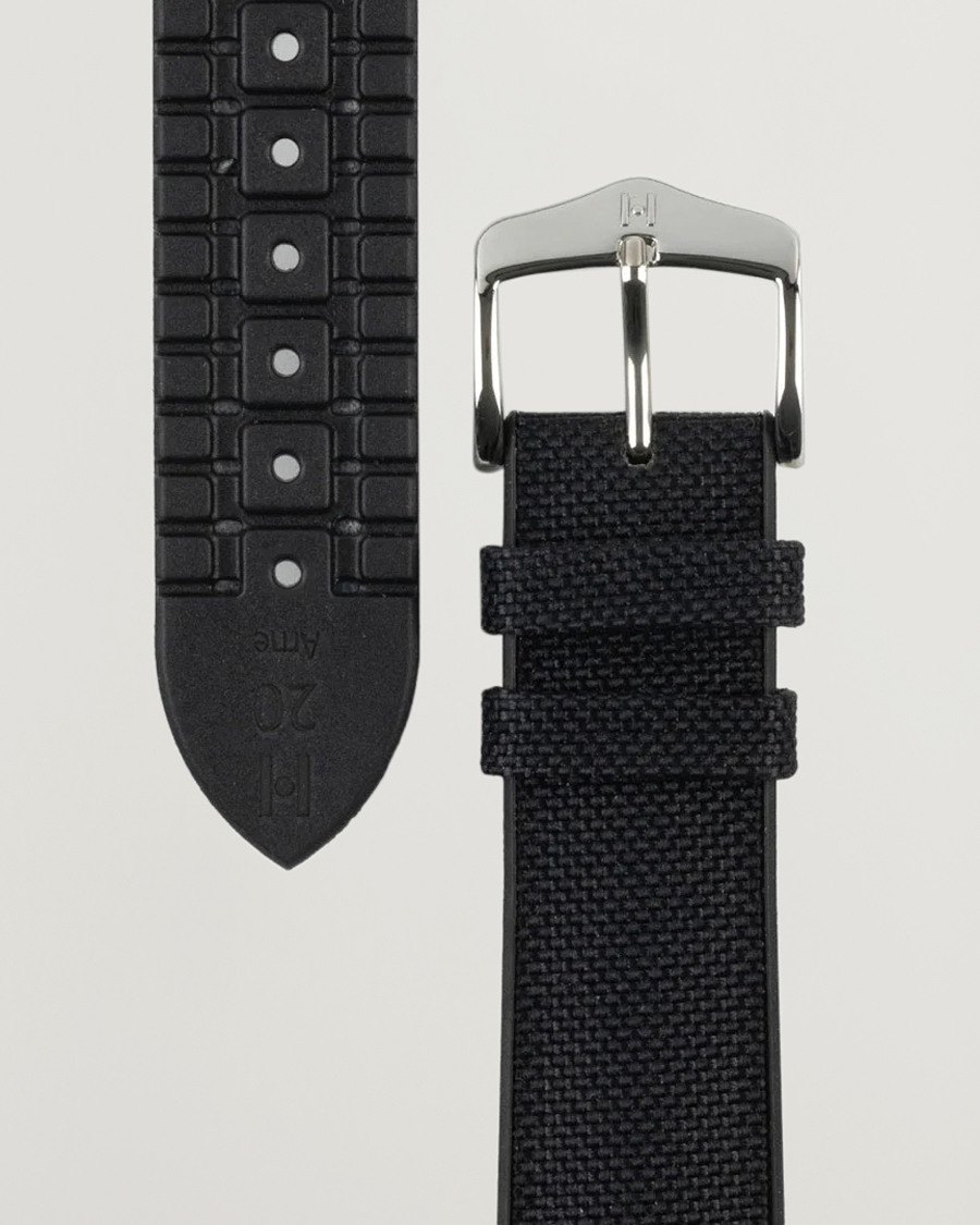 Heren | Horlogebandjes | HIRSCH | Arne Sailcloth Effect Performance Watch Strap Black