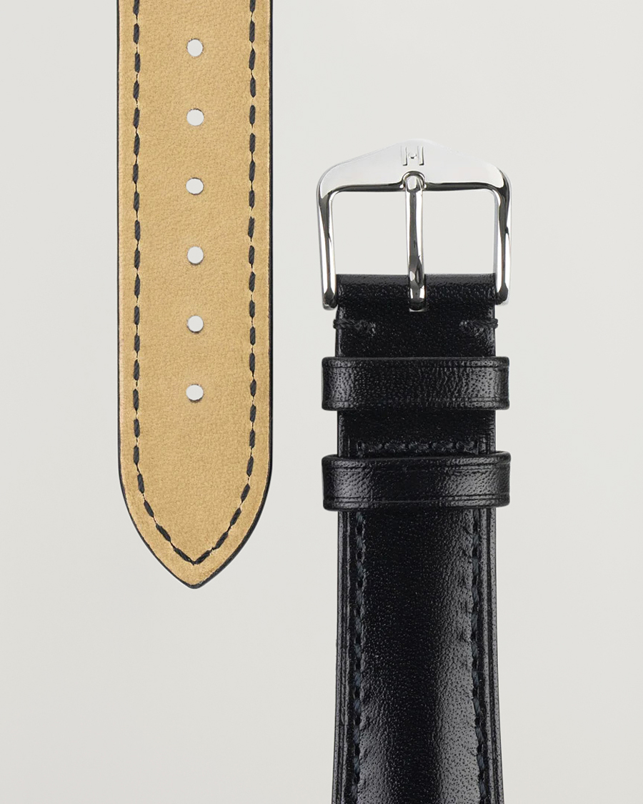 Heren | Horlogebandjes | HIRSCH | Siena Tuscan Leather Watch Strap Black