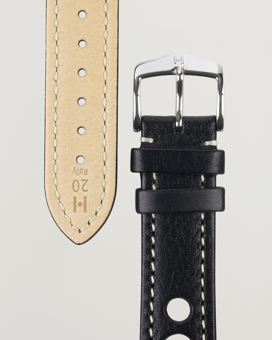 Heren | HIRSCH | HIRSCH | Rally Natural Leather Racing Watch Strap Black