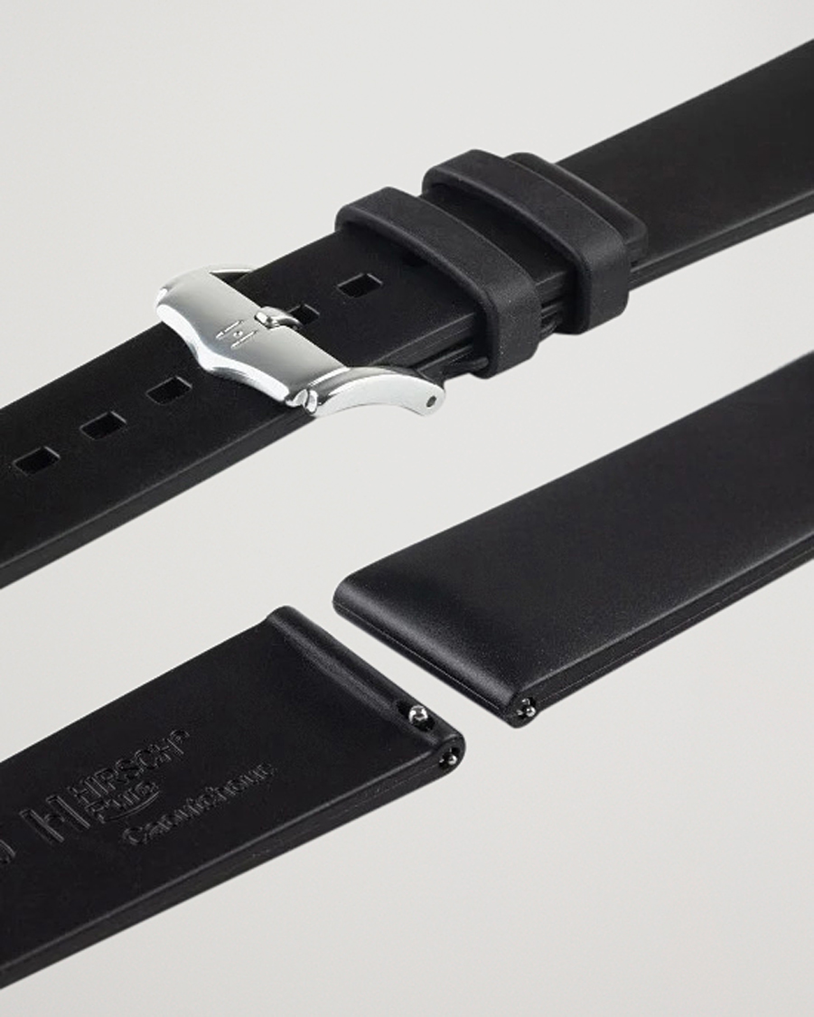 Heren | Horlogebandjes | HIRSCH | Pure Natural Rubber Watch Strap Black