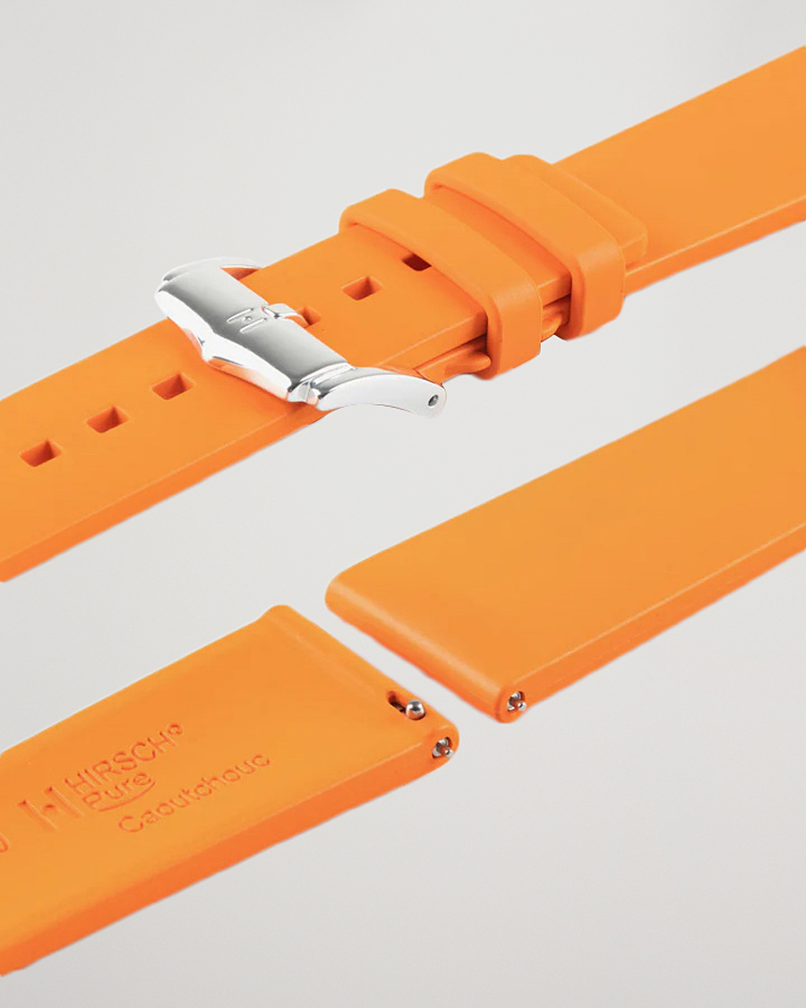 Heren | Horlogebandjes | HIRSCH | Pure Natural Rubber Watch Strap Orange