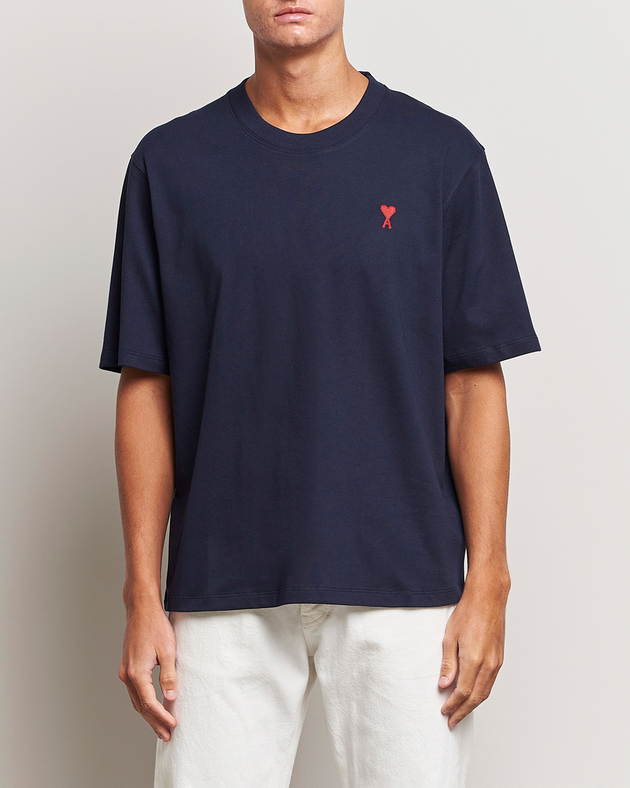 Heren | T-shirts | AMI | Heart Logo T-Shirt Night Blue