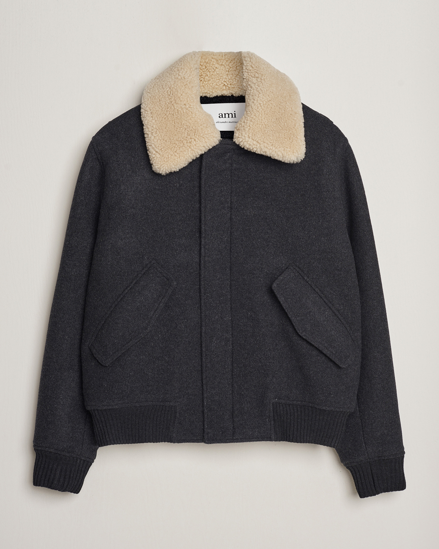 Heren | Jassen | AMI | Shearling Bomber Jacket Heather Grey