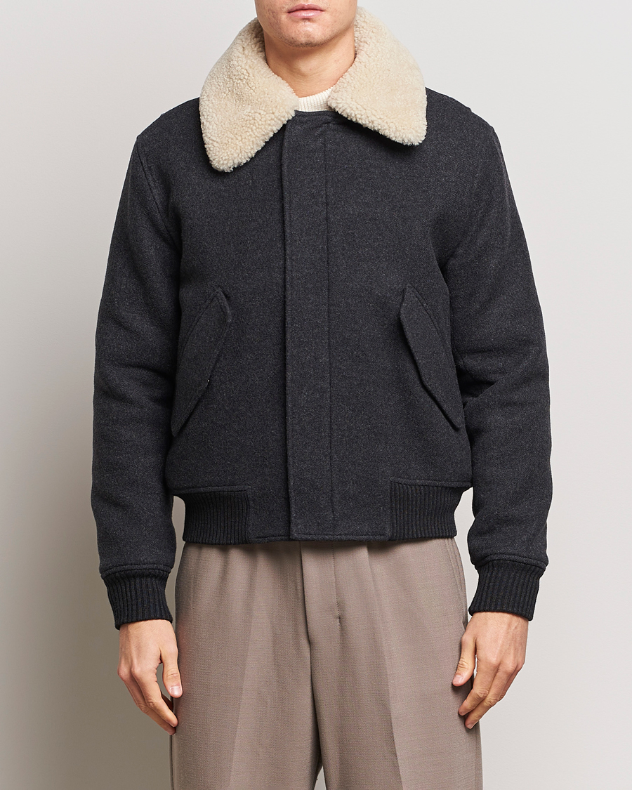 Heren | Jassen | AMI | Shearling Bomber Jacket Heather Grey