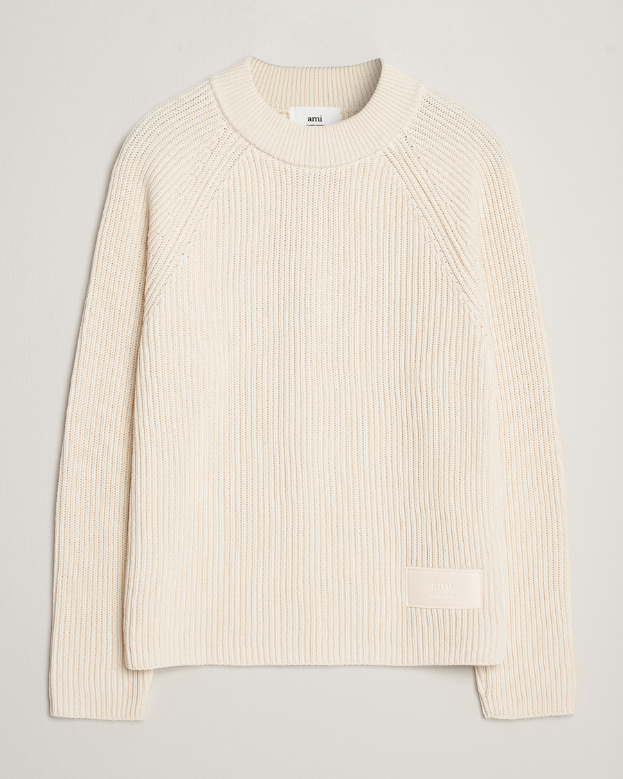 Heren | AMI | AMI | Heavy Knitted Crew Neck Ivory