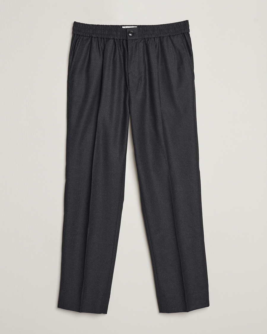 Heren | AMI | AMI | Flannel Drawstring Trousers Heather Grey