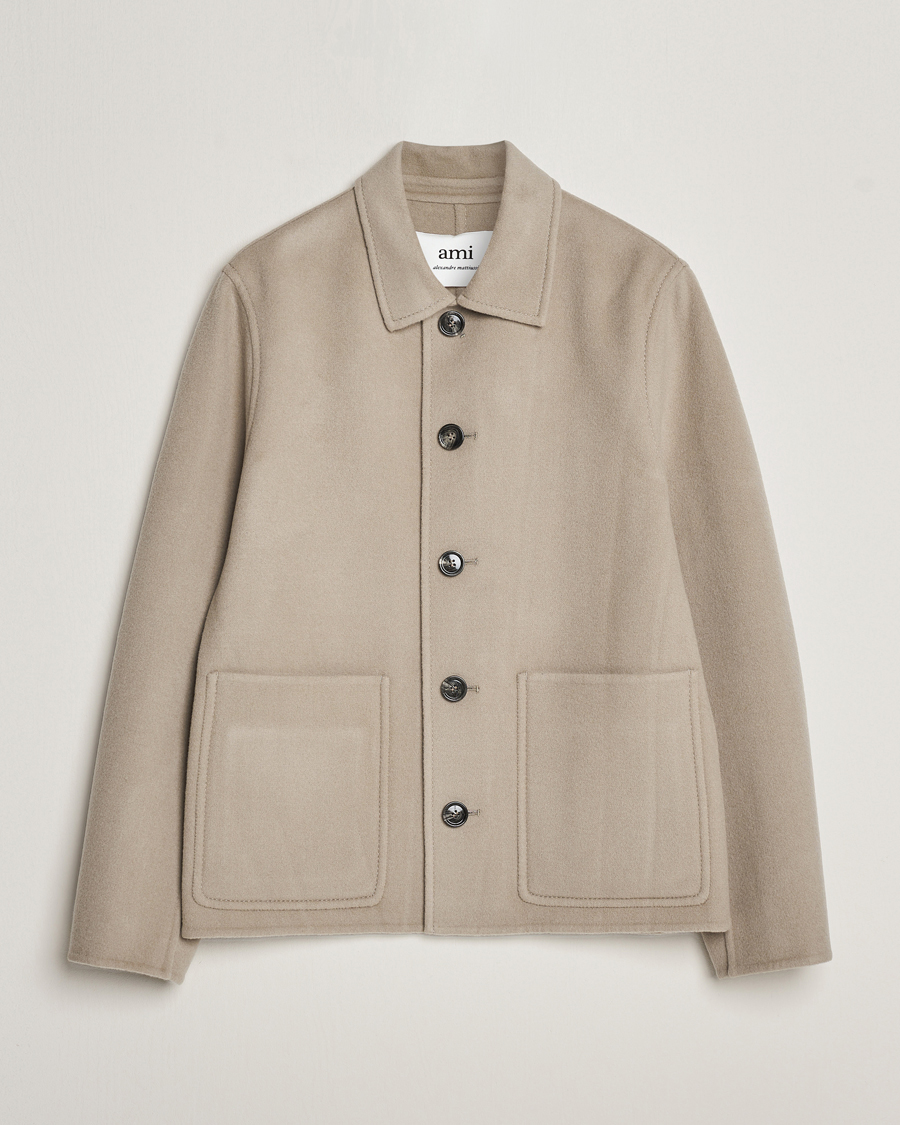 Heren | AMI | AMI | Wool/Cashmere Short Coat Argile Beige